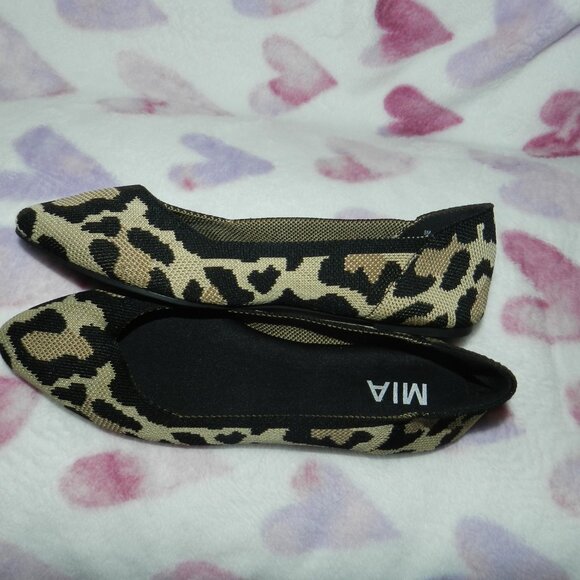 Mia KERRI Women's Leopard Knit Pointed Toe Flats🆕📦⌚🏃🏻💨⚡🚚 - Picture 4 of 15